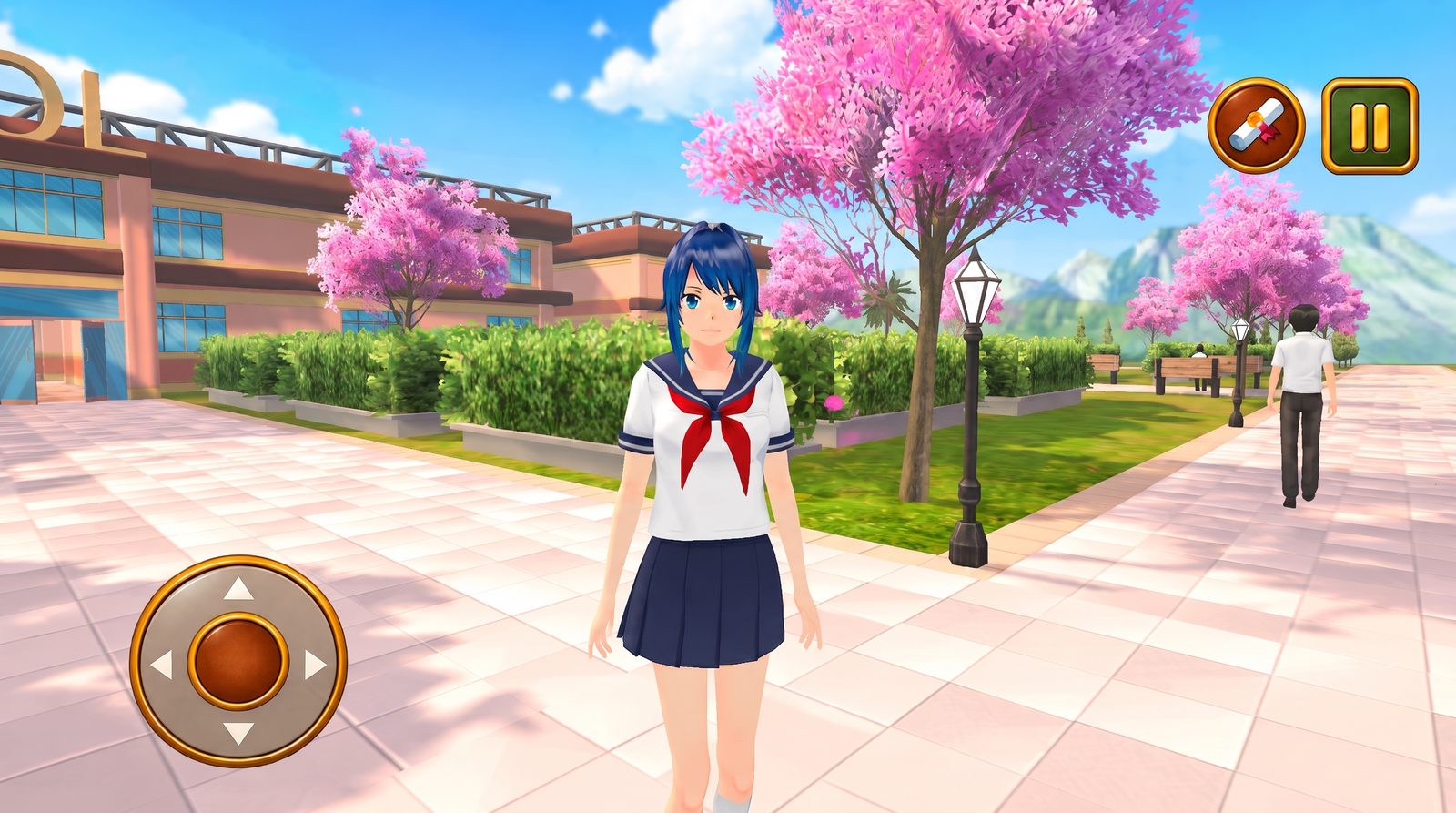Walking the school courtyard under the cherry blossoms